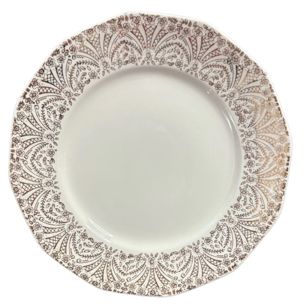 Vintage Dish 22K Gold Trim Lamar Royal China Plate Fine Luxury Floral Filigree